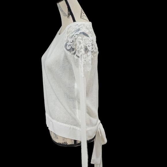 LC Lauren Conrad Runway Collection White Embellished Open Back M Sweater - Picture 5 of 7